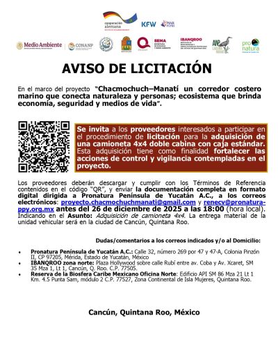 Poster Licitación Camioneta Chac-Manatí final